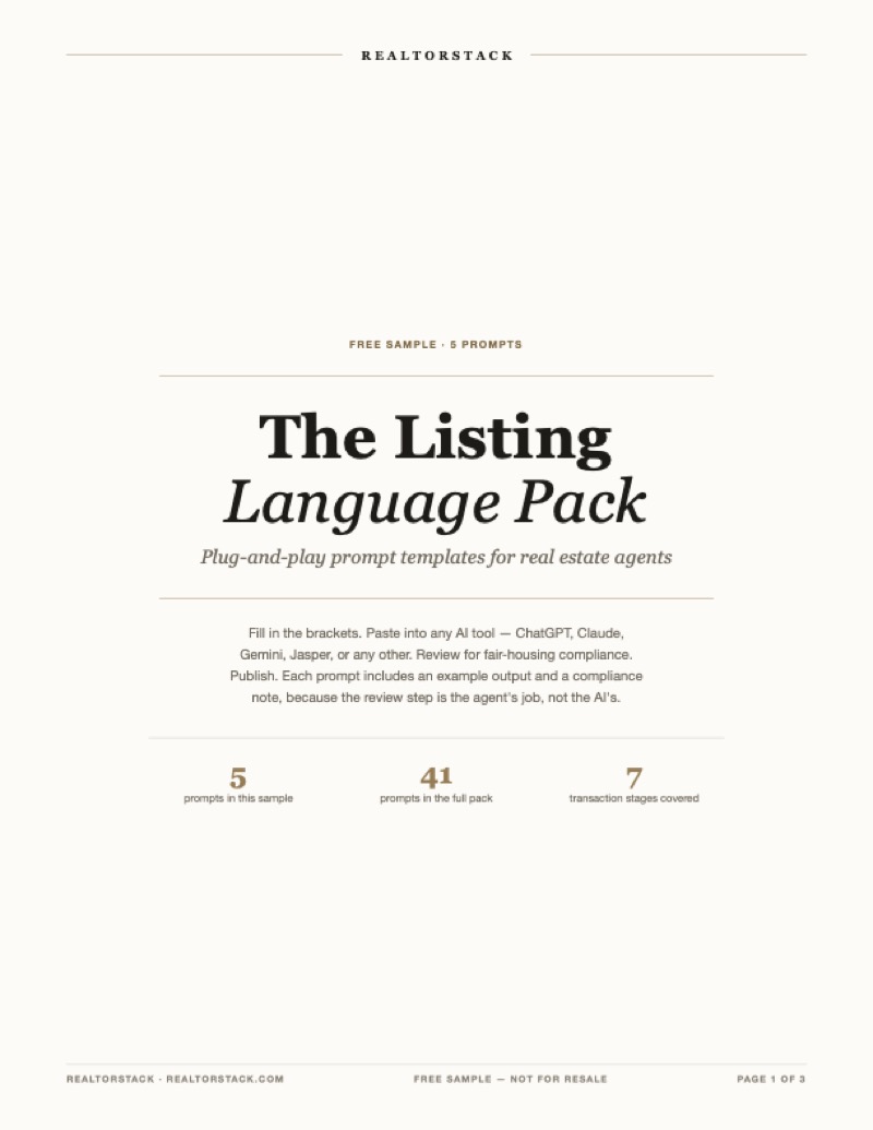 The Listing Language Pack — Free Sample — sheet preview